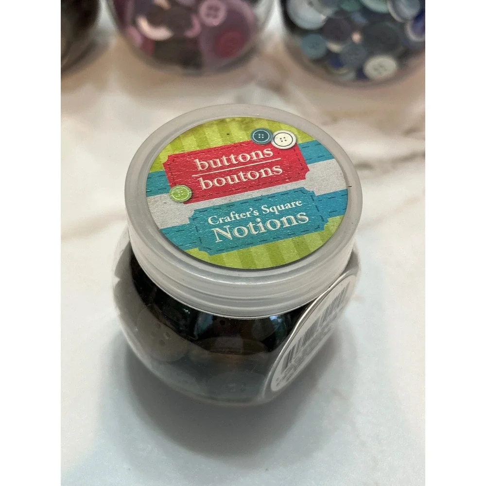 Crafter's Square Notions Buttons Bulk 11 Jars Assorted Colors Multi-Size Sewing